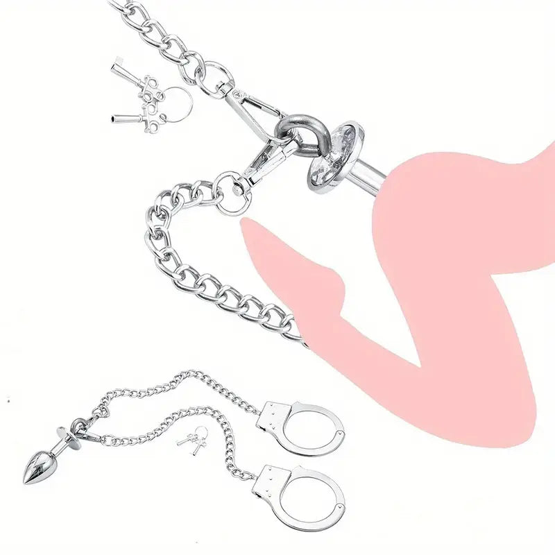 Handcuffs Anal Plug Butt BDSM Bondage Toy Anal Plug with Handcuffs