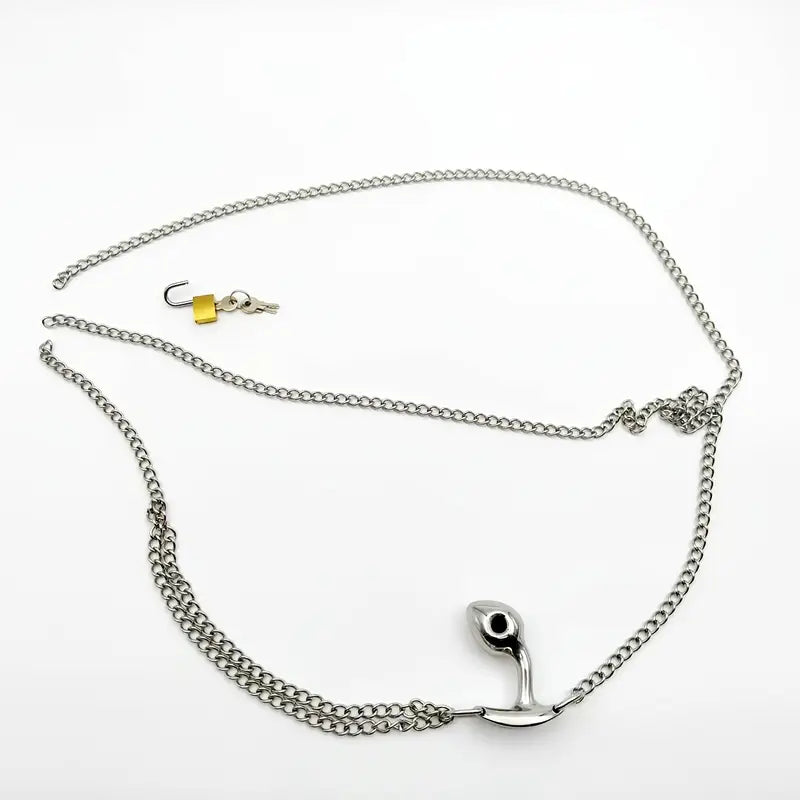 Wearable Iron Underwear With Metal Anal Plug For Posterior Massage