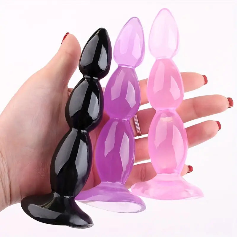 PVC Anal Plug Anal Dilation Device Wth Wavey Pearls Rear Tower Puller
