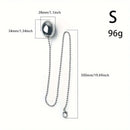 Metallic Stainless Steel Chain-Attached Elliptical Butt Plug For Outdoor Wear