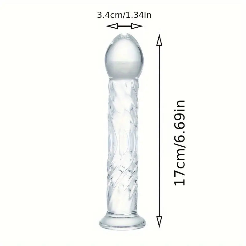 Elegant Transparent Crystal Dildo Glass Anal Plug Spiral Design Adult Toy