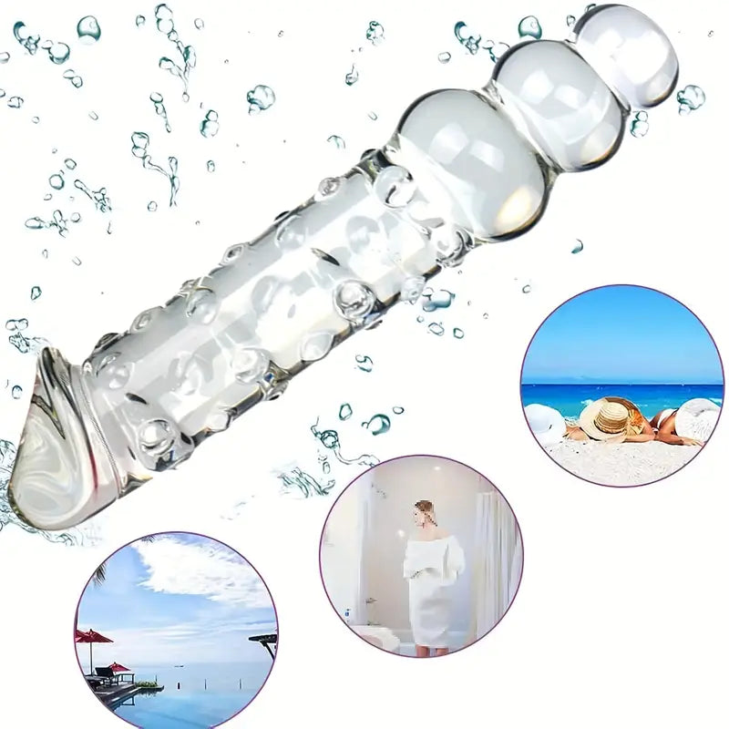 Glass Real Anal Beads Transparent Crystal Penis Double Head Glass Dildo