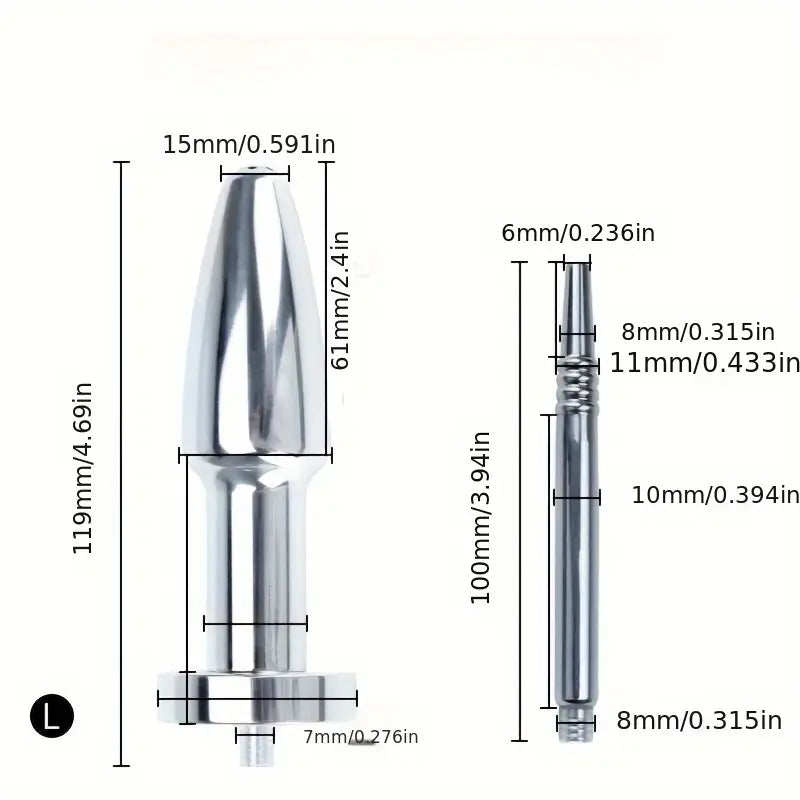 2 Sizes Inner Enema Syringe Long Short Stainless Steel Enema Butt Plug