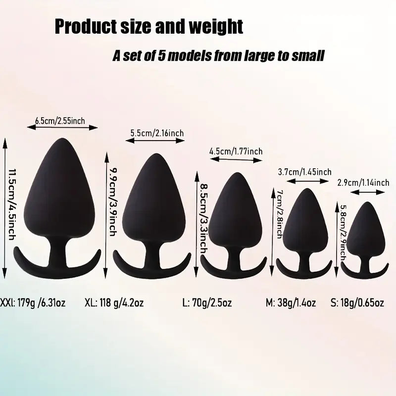 5pcs Butt Plug Set Anal Plug Training Kit Prostate Massager Male Adult Toy