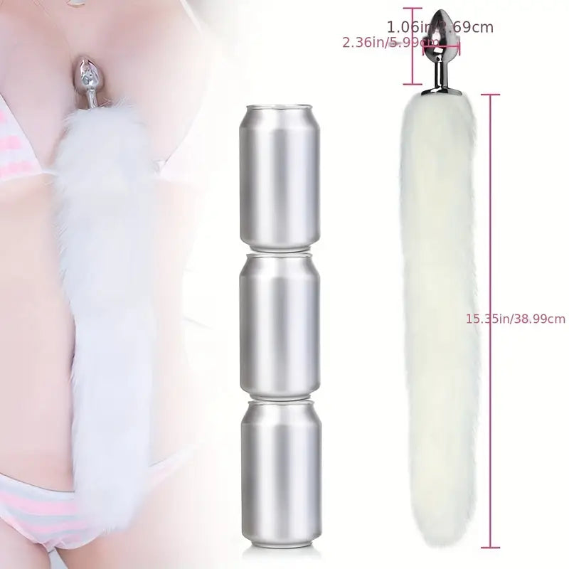 Anal Plug Trainer With Imitation Fluffy Fox Tail Furry Long Fox Tail Role Play