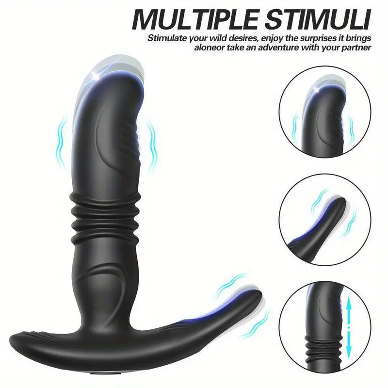 Prostate Massager Vibrating Thrusting Telescopic Dildo G-spot Anal Butt Plug
