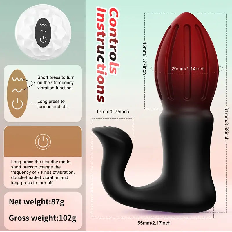 Remote Control Anal Plug 2 in 1 Clitoral Stimulator 7 Frequency Anal Toy