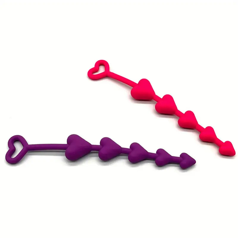 Sexy Silicone Female Harem Heart-Shaped Bead Anal Plug For Sex Orgasm