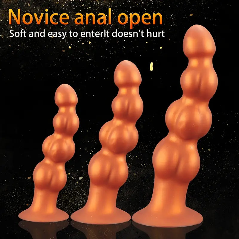 Liquid Silicone Muscle Bead Long Thick Butt Plug For G-Spot Sex