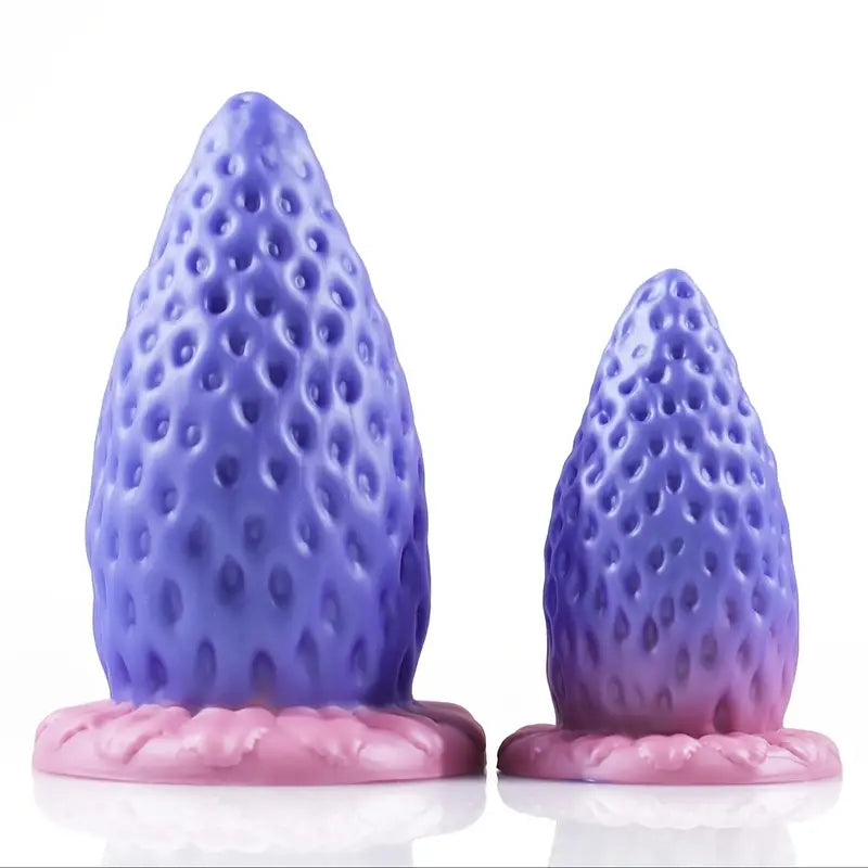 Giant Strawberry-Shaped Soft Liquid Silicone Purple Anal Plug Toy