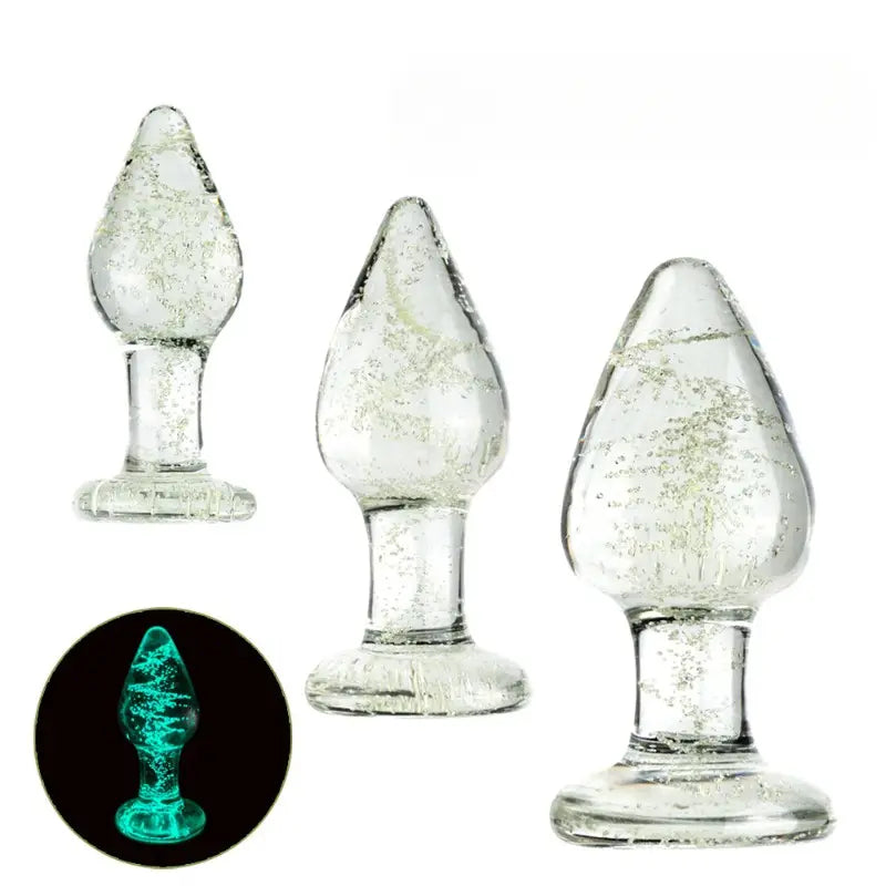 Smooth Solid Luminous Glass Anal Plug Adult Sex Toy For Female