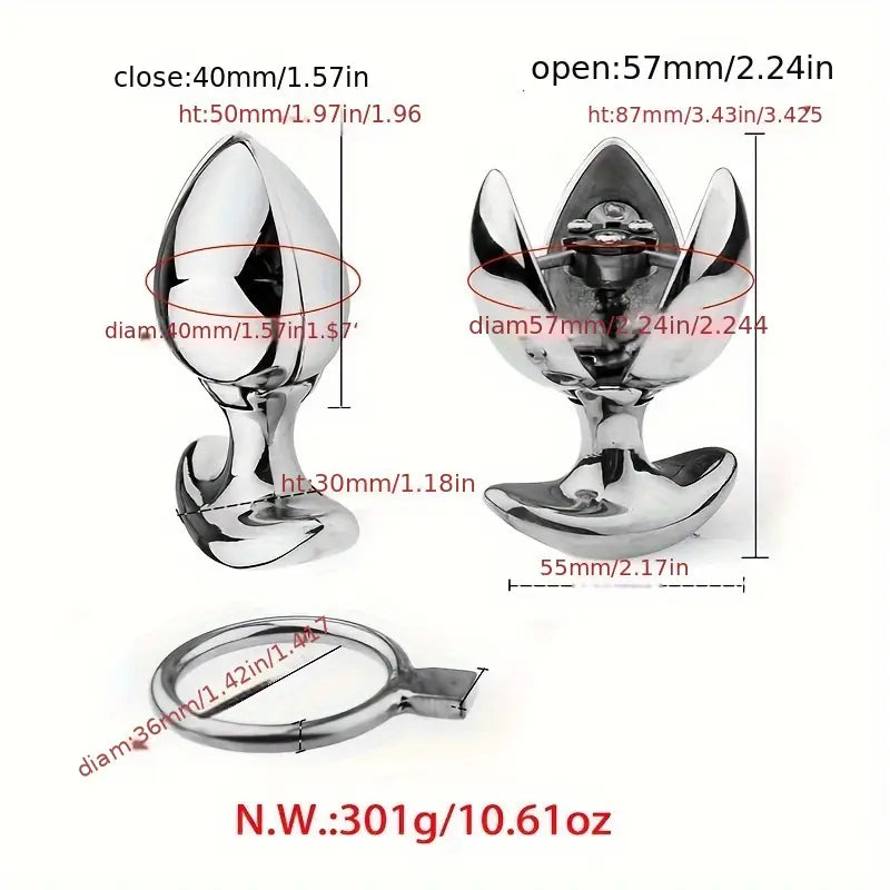 New Metal Butt Anal Chastity Lock Open Close Butt Plug For Women SM