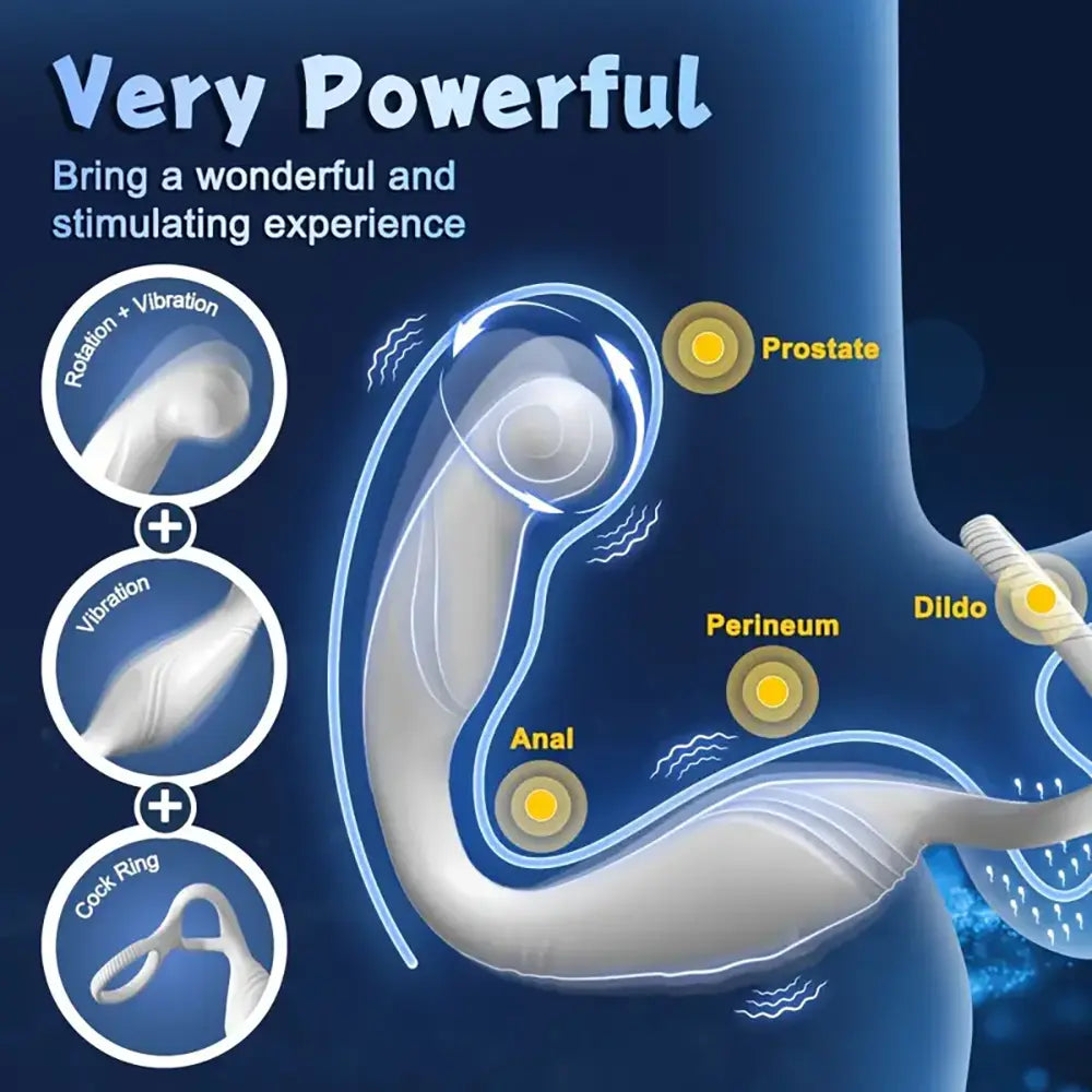 Rotating Anal Vibrator C-Shaped Penis Ring Adult Anal Sex Toy