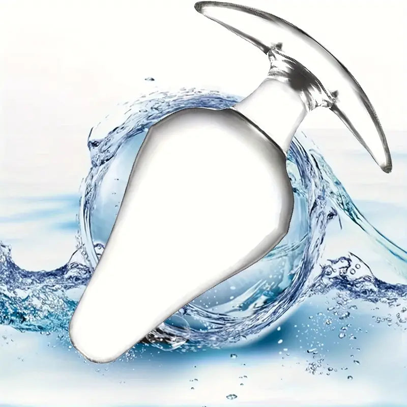 Crystal Glass Anal Plug Curved Base & Tapered Tip SM Anal Sex Trainer