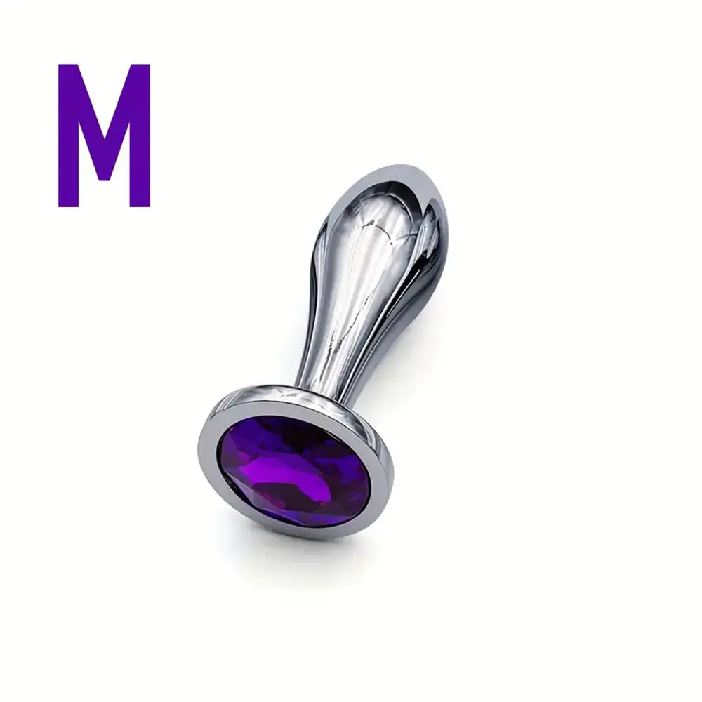 Metal Drop Anal Plug Three Sizes Jewel Base Butt Plug For G-point Massage