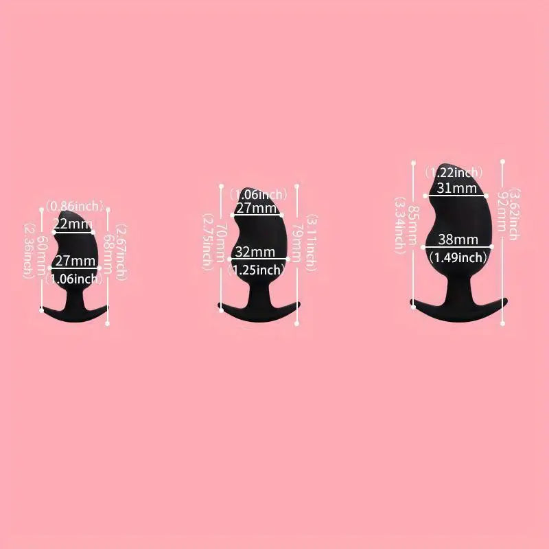 3pcs Set Silicone Massager Rear Court Pull Beads Fit Out Anal Plug