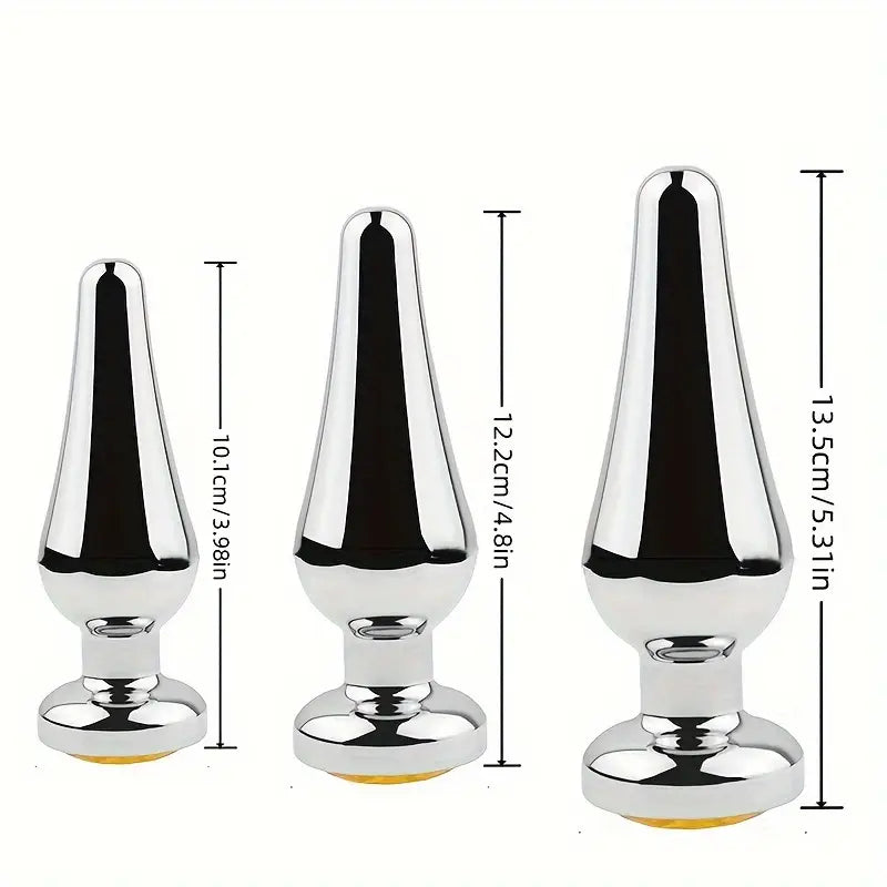 Stainless Steel Metal Anal Plug Gemstone Accent SM Couple Toy