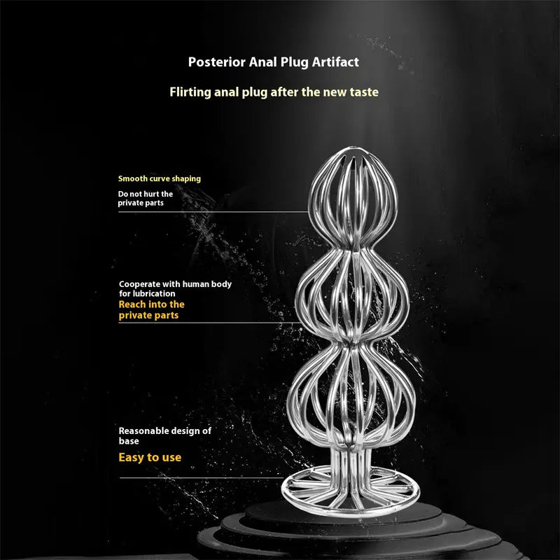 Women Men Anal Plug Hollow Metal Gourd Shaped Butt Plug Stopper Toy