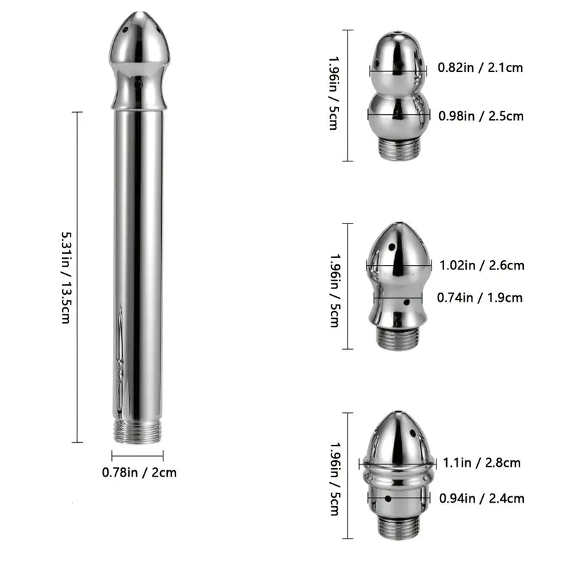 Metal Anal Douche Portable Showerhead Three Heads Enema Cleaner