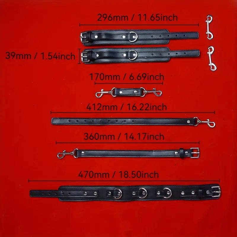 BDSM Anal Hook & Beads Set With Faux Leather Collar Handcuffs Butt Plug