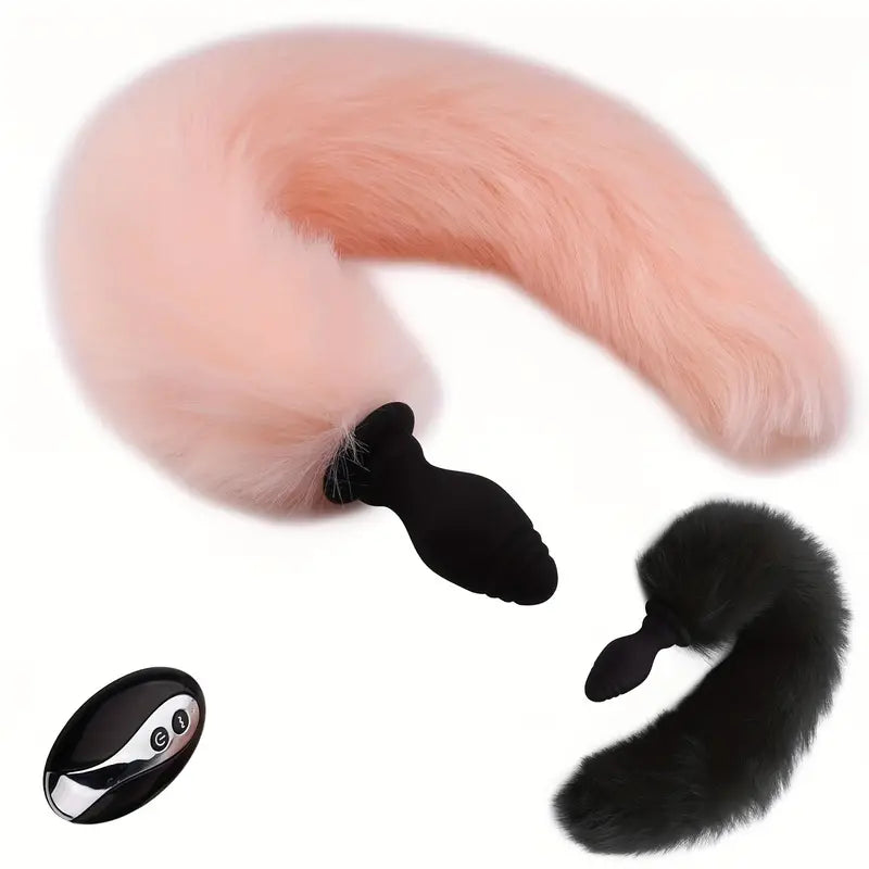 Vibrating Foxtail Anal Butt Plug Remote Control Vibrator Anal Sex Toy