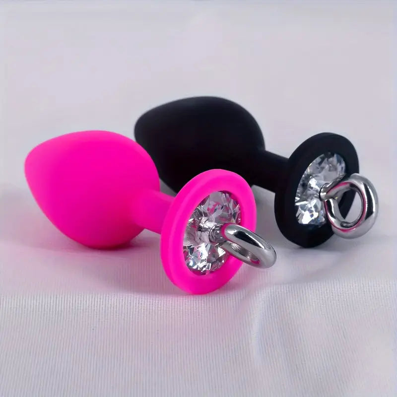 Pull Ring Silicone Anal Plug For G-point Massage Gem Base Butt Plug