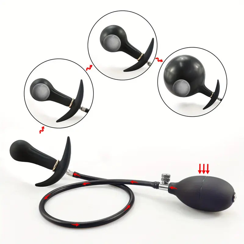Unisex Anal Plug With Inflation Controller Inflatable Silicone Flirting Adult Toy