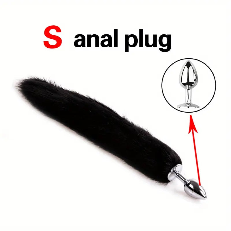 Three Size Dog Tail Metal Anal Plug Animal Tail Butt Plug Cosplay Sex Games