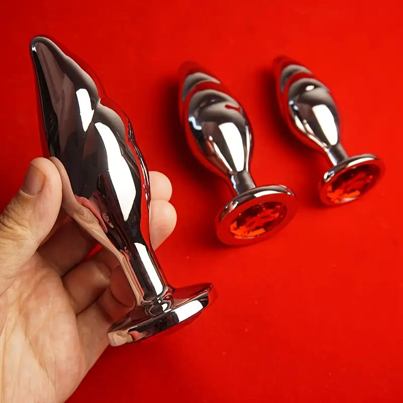 Metal Butt Plug With Crystal Base Anal Training Trainer Love Sex Toy