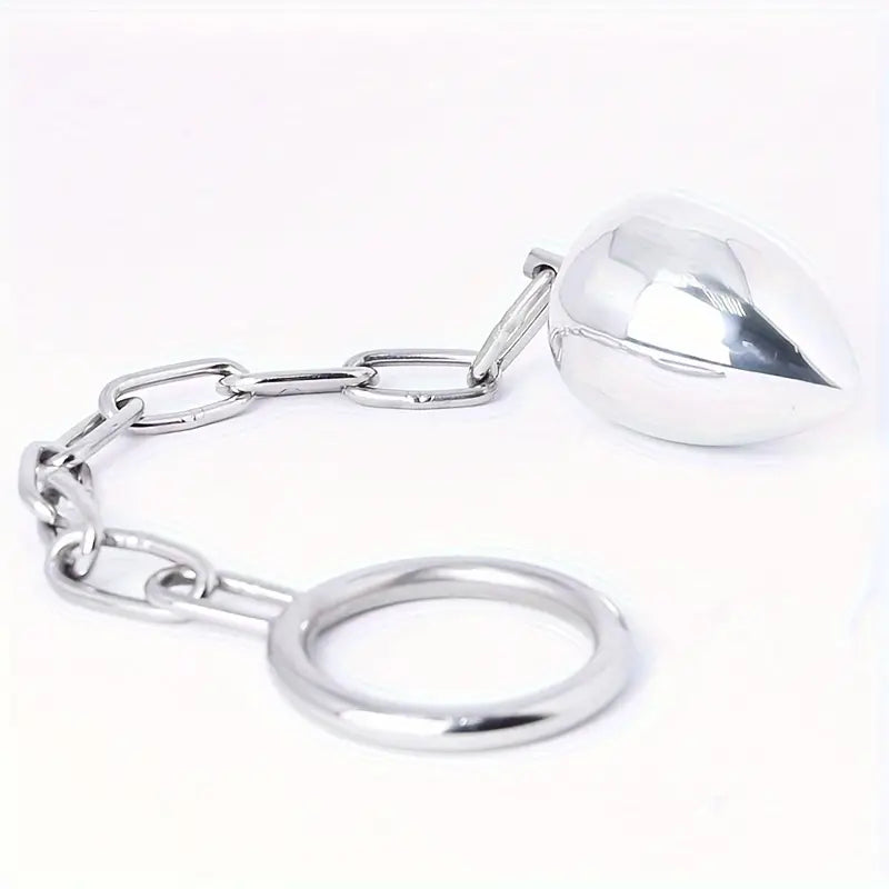 Metal Stainless Steel Chain Anus Plug Removable Chain Male Ring Set