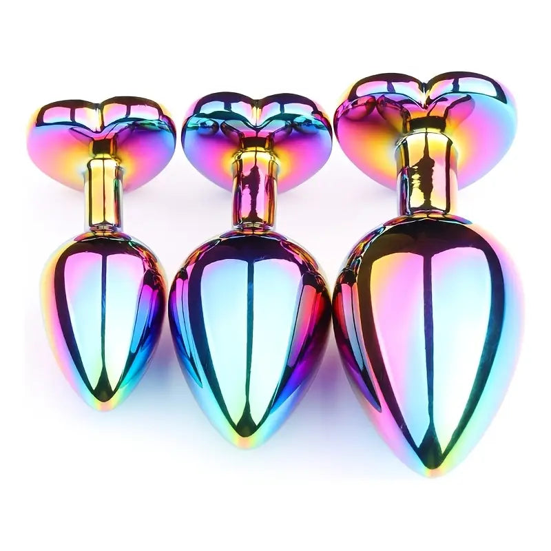 Rainbow Gradient Color Colorful Crystal Metal Princess Anal Plug