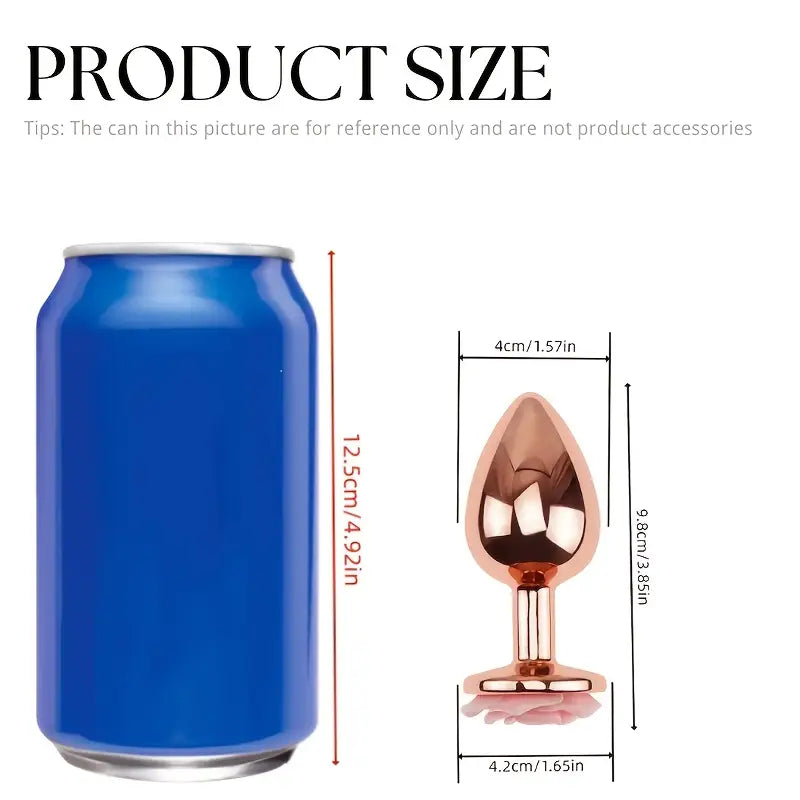 Metal Pink Heart Anal Plug Rose Base 3 Sizes Suitable For Beginners