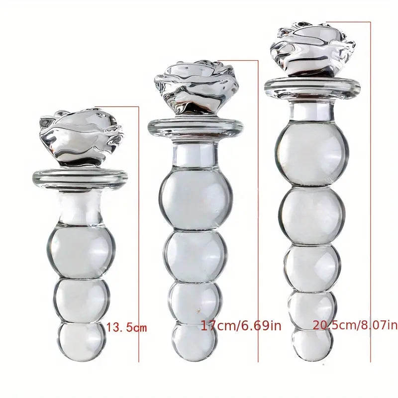 Transparent Rose Bead Anal Plug Anal Masturbation And Expansion Tool