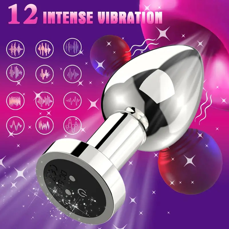 Remote-Controlled Vibrating Metal Anal Plug Couples Flirting Adult Sex Toy