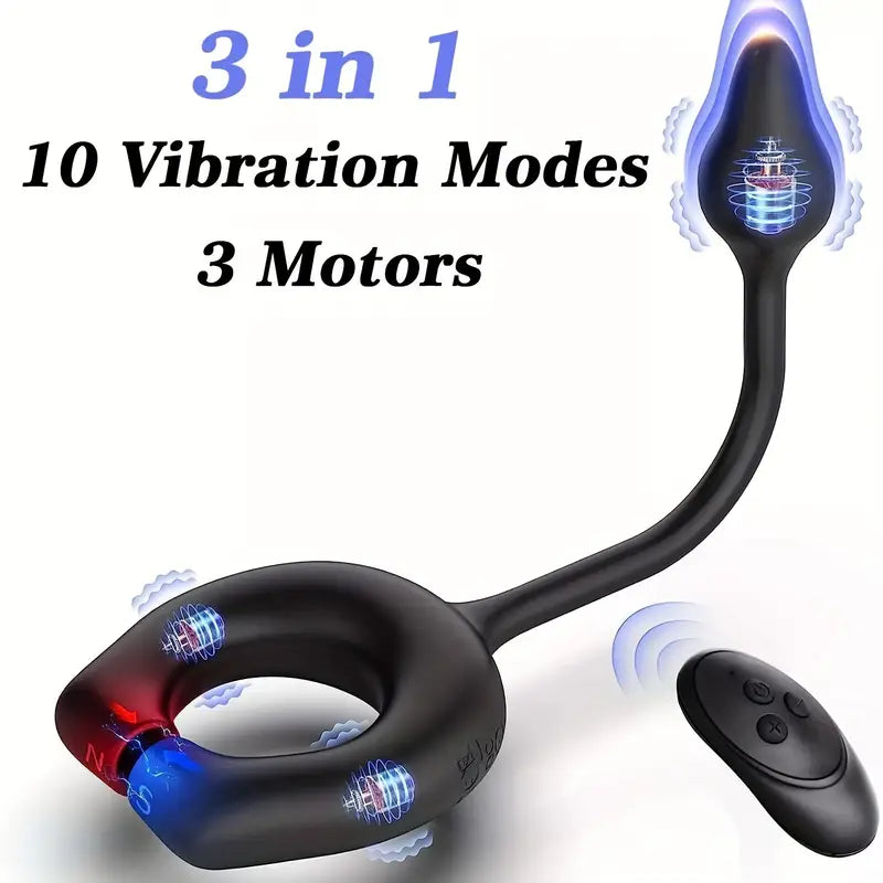 Vibrating Cock Ring With Anal Butt Plug Prostate Massage Enhanced Pleasure