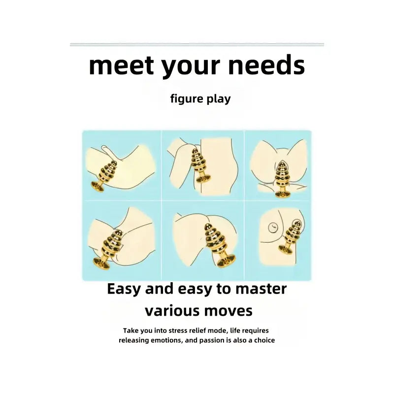 Metallic Anal Beads Threaded Rear Anal Sex Toy Wearable Metal Butt Plug