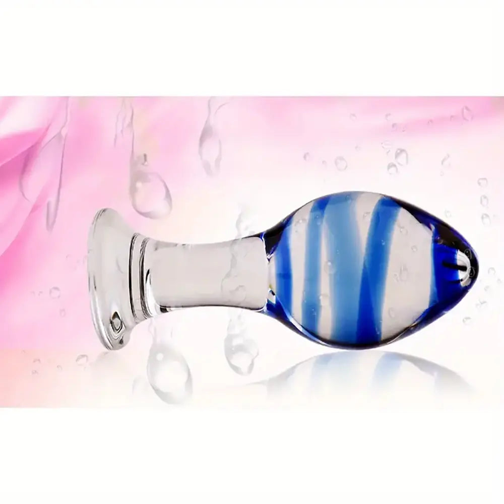 4.13inch Blue Glass Crystal Ball Plug Stimulator Butt Pleasure Wand
