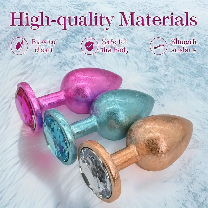 Butt Plug Sex Toy With Jeweled Base G Spot Stainless Steel Anal Set Butt Plug Sex Toy With Jeweled Base G Spot Stainless Steel Anal Set