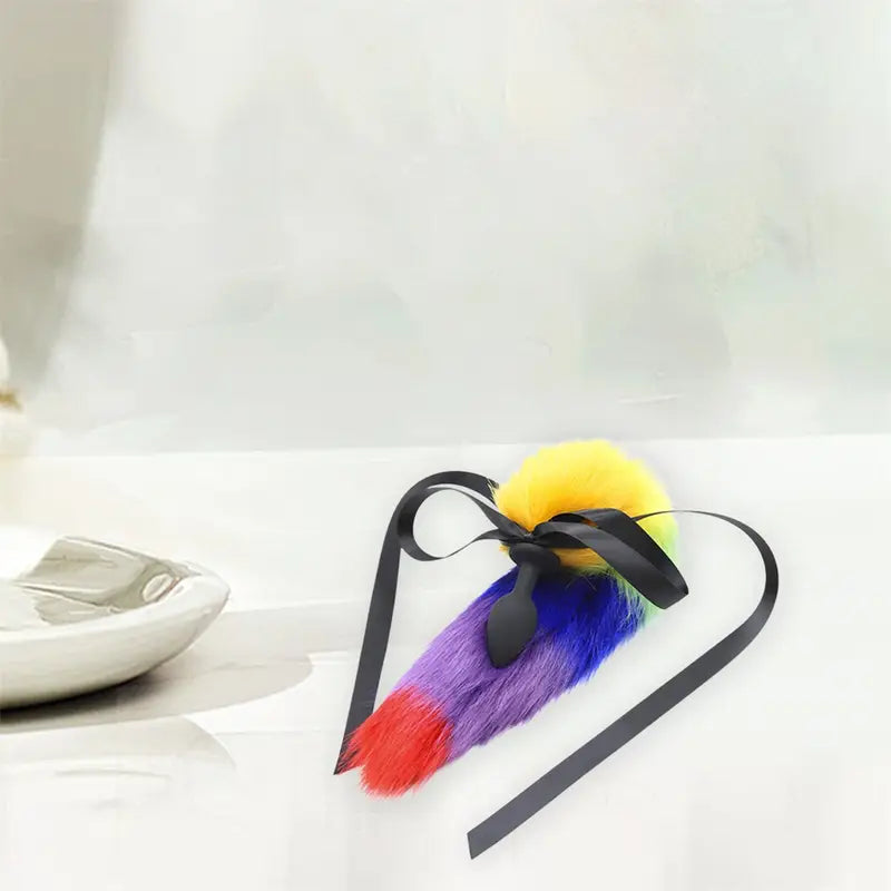 Anal Plug with Faux Tail Cosplay Silicone Butt Plug Adult Toy For Women