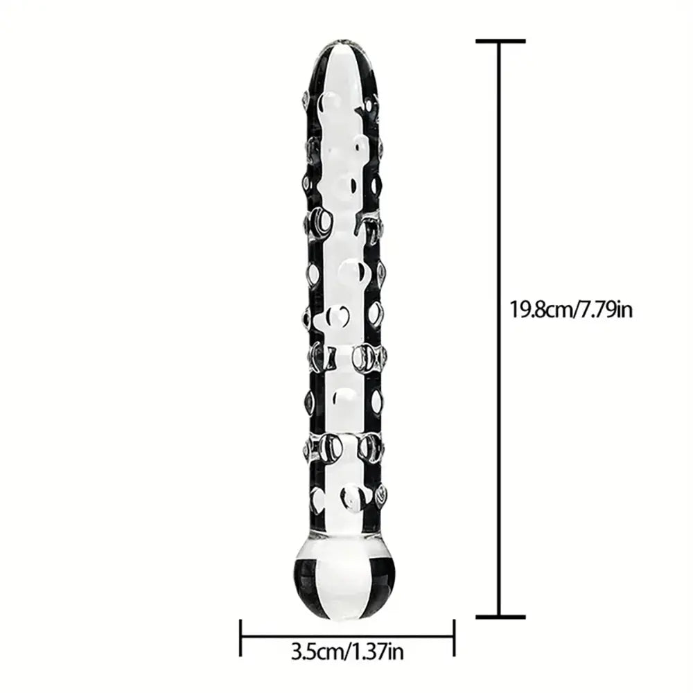 Elegant Glass Threaded Anal Plug With Heart-Shaped Beads Stimulator