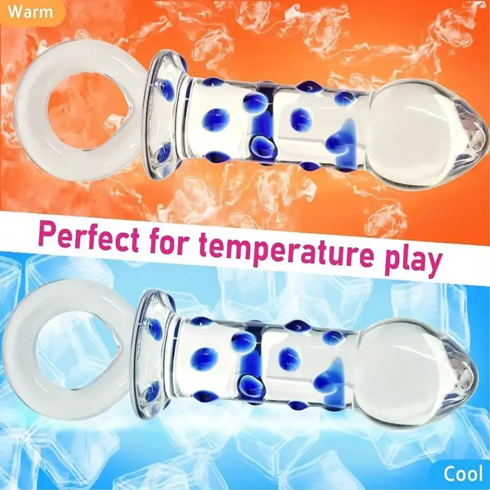 Glass Butt Plug Prostate Massager Bumps Pull Loop Fetish Anal Dilator