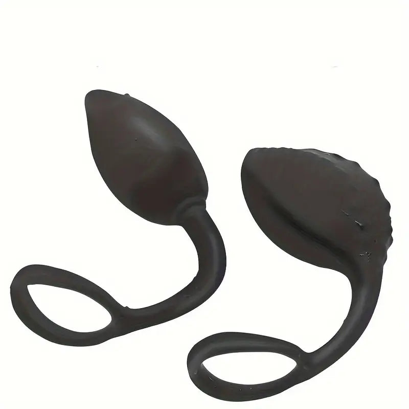 Silicone Anal Plug With Loop Sex Toy 2-in-1 Male Cock Ring Pull Tab