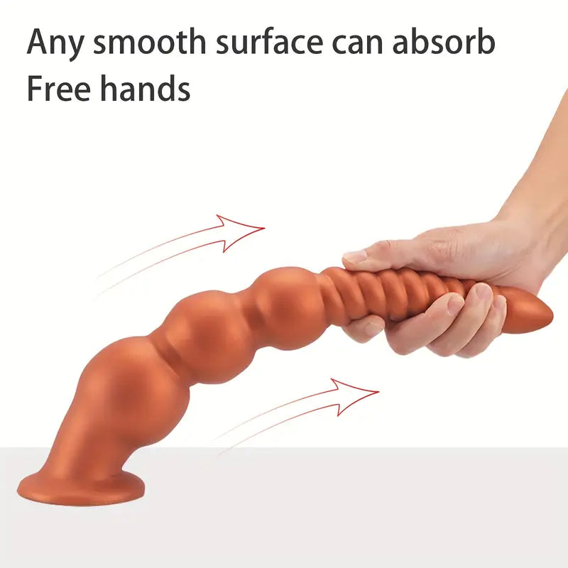 Golden Long Anal Plug With Suction Cup Anal Beads Female Sex Toy