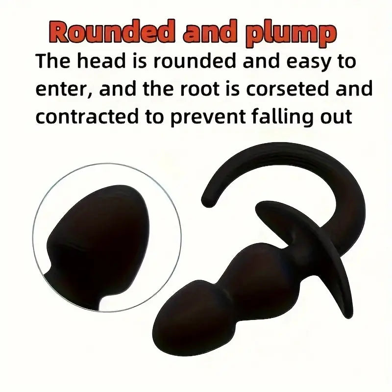 Double Bead Silicone Manual Dog Tail Anal Plug T-Shaped Anal Plug