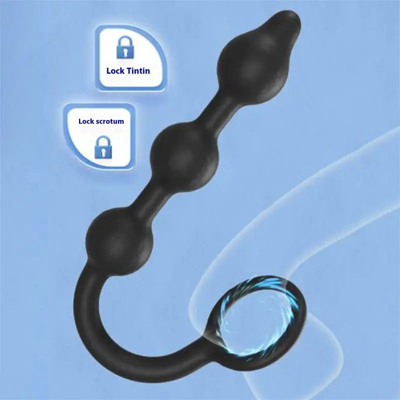 Locking Silicone Butt Plug With Inflatable Beads Stimulating Anal Sex Toy
