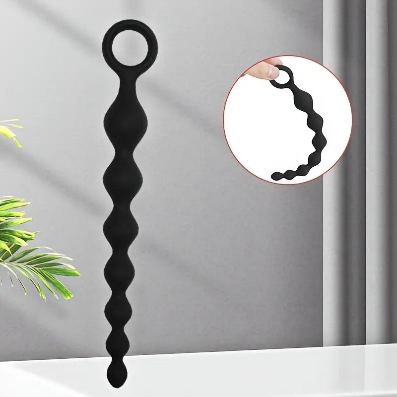 Unisex Premium Silicone Anal Plug With Beaded Ring Design For Stimulation