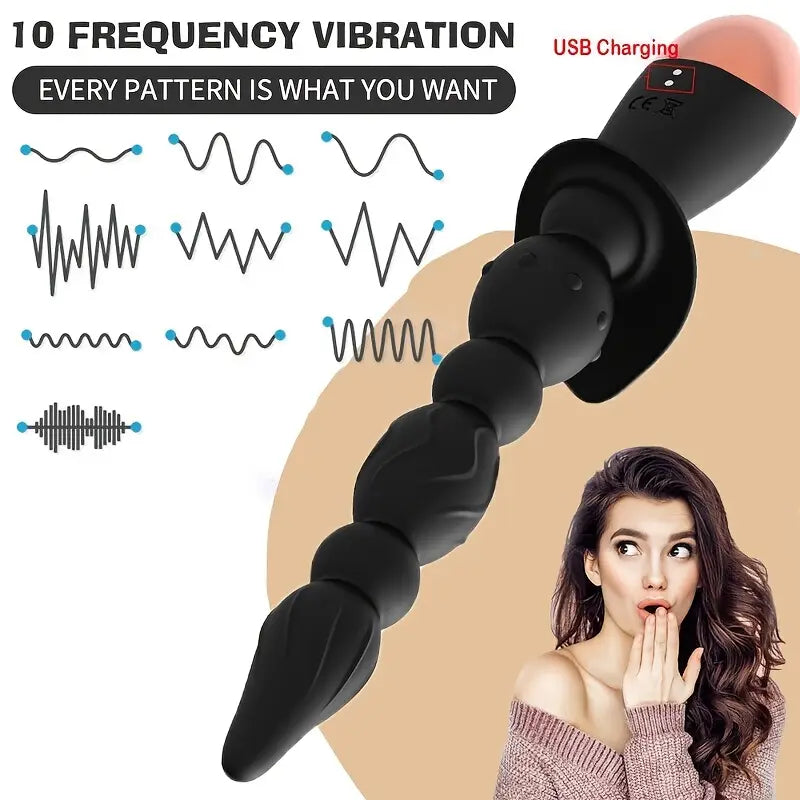 Vibrating Prostate Massager With 10 Modes Silicone Anal Vibrator