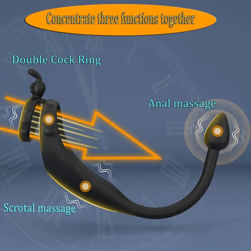 Dual Motor Wellness Vibrating Cock Ring Anal Butt Plug Ring Vibrator