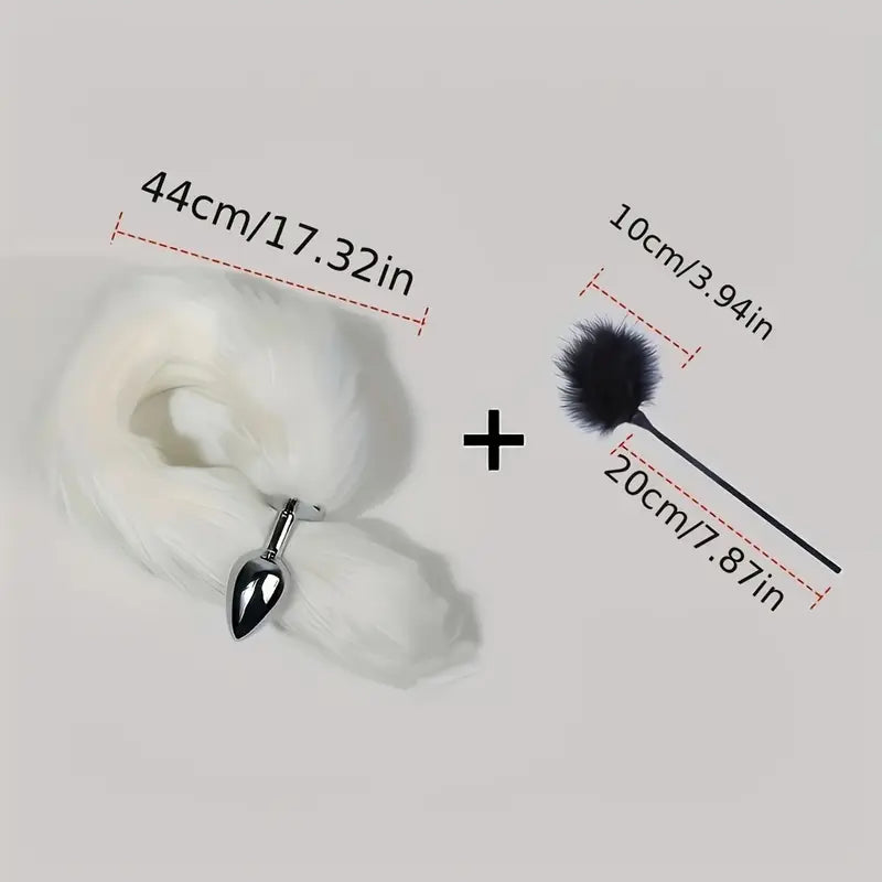 Anal Plug Tail Plus Feather Gradient Color Metal Anal Plug Tail Erotic Supplies