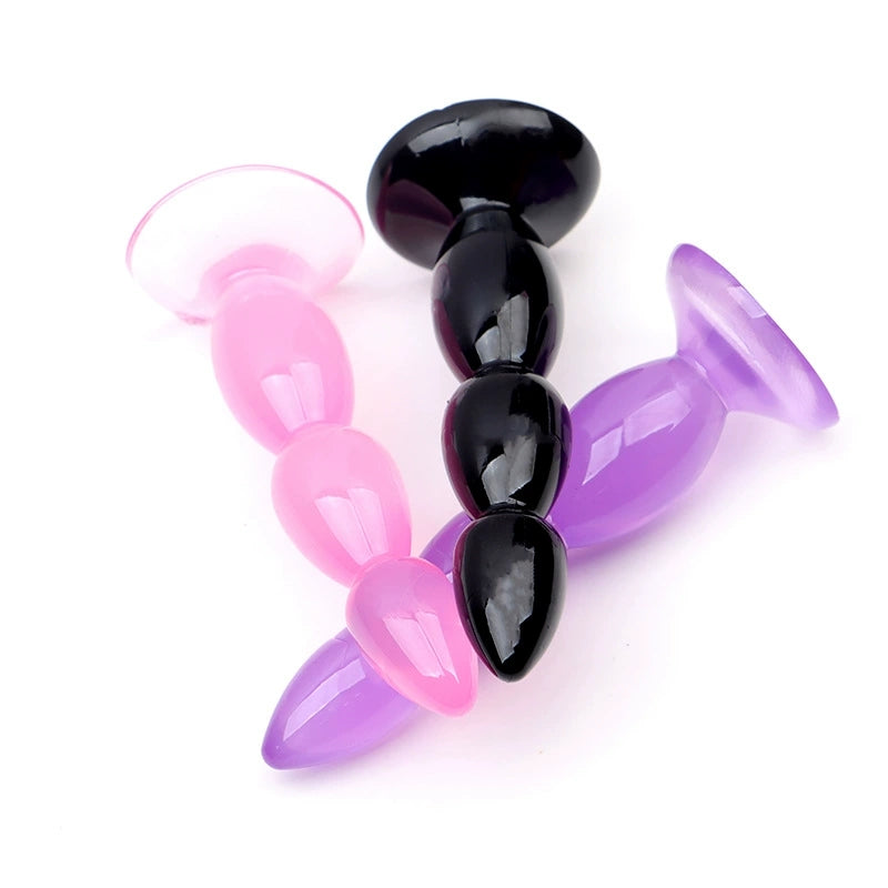 PVC Anal Plug Anal Dilation Device Wth Wavey Pearls Rear Tower Puller